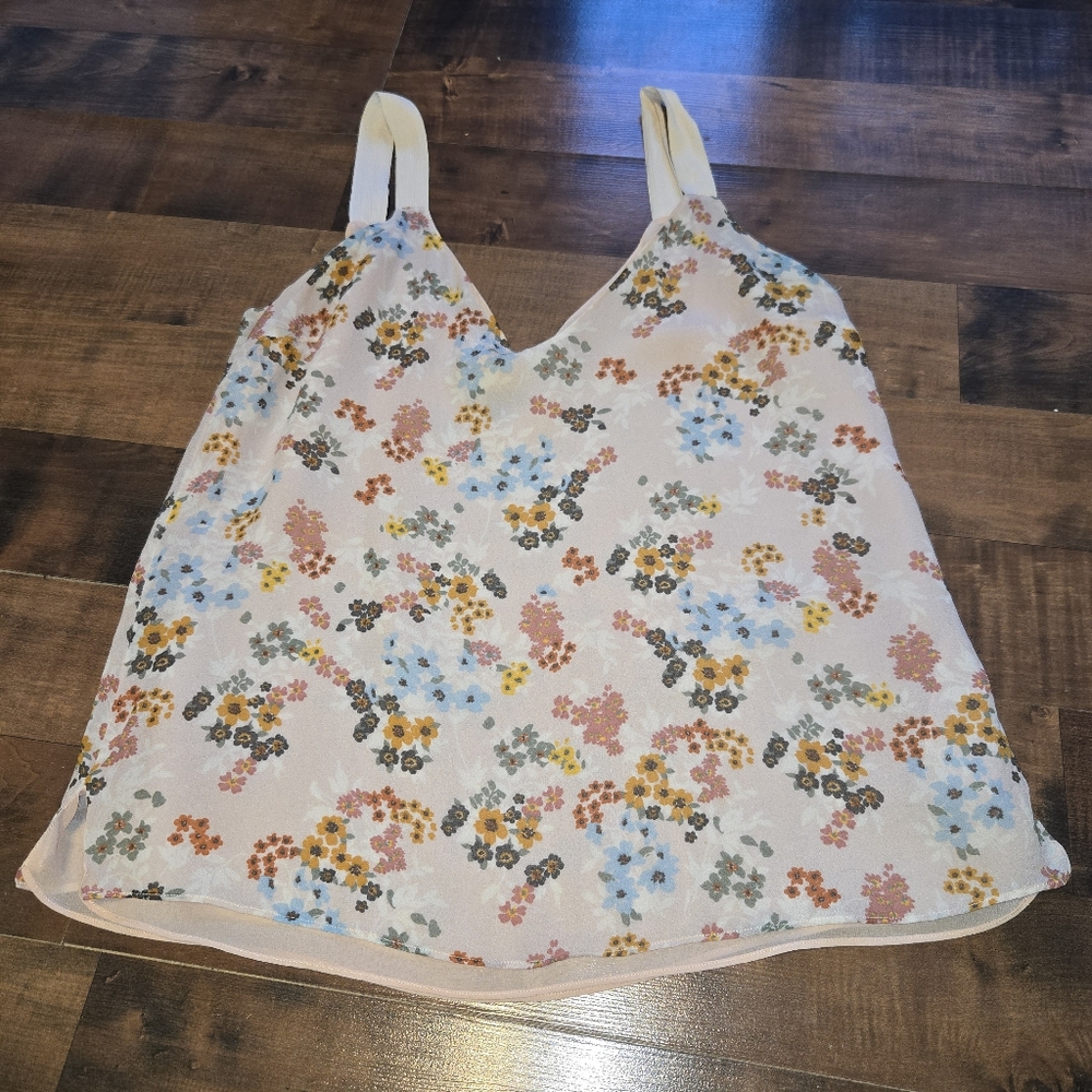 Massimo Dutti [Size 8] Pink Floral Camisole Quiet Luxury Silky Viscose Flowy